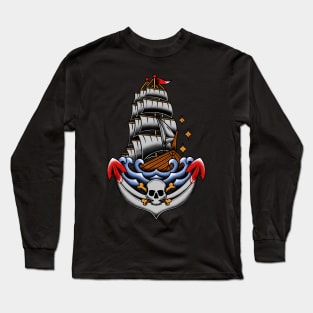 Anchor Ship Tattoo Style Long Sleeve T-Shirt